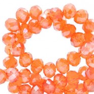 Top Facet kralen 8x6mm Warm comfort orange-pearl shine coating